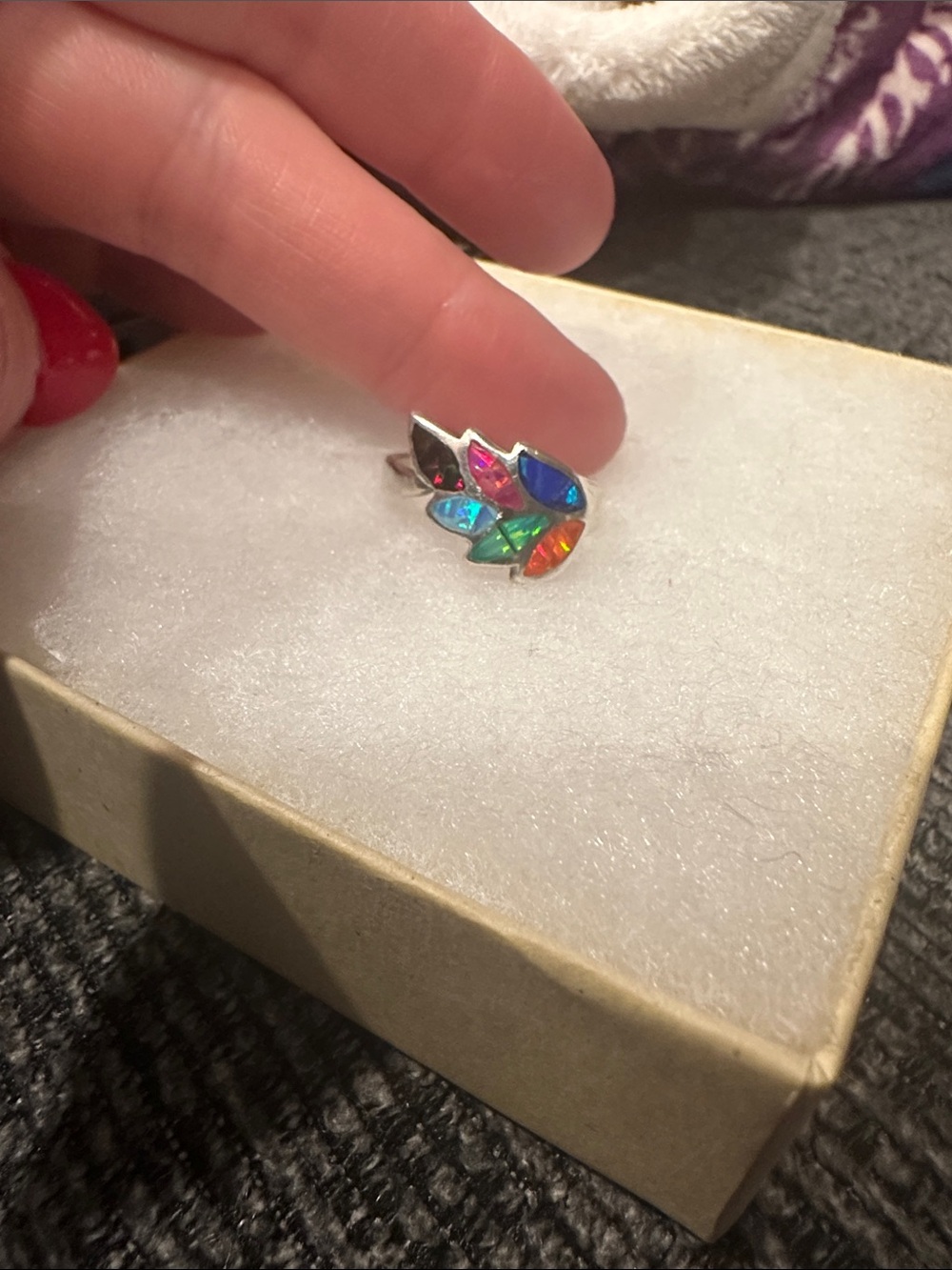 Multicolor Leaf Sterling Silver Ring